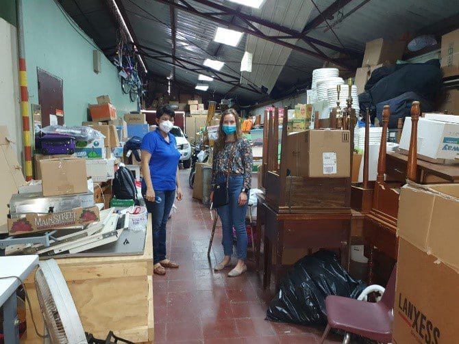  Two employees stand in the Wisconsin/Nicaragua Partners of the Americas, Inc. headquarters and warehouse where all donated items are offloaded and organized before being redistributed all across Nicaragua. The Wisconsin National Guard helps support aid programs like the Wisconsin/Nicaragua Partners as part of its State Partnership Program with Nicaragua. Photo taken and submitted by Army 2nd Lt. Ellie Tadych.
