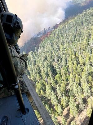  Wisconsin Army National Guard UH-60 Black Hawk crews from the Madison, Wis.-based 1st Battalion, 147th Aviation provide assistance in wildfire fighting operations in California.